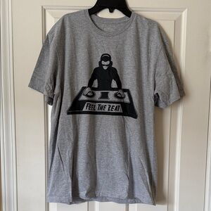 Gray Graphic T-Shirt with DJ Design